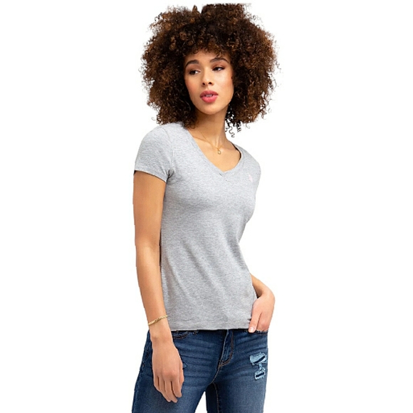 US Polo Assn Monochromatic V Neck Small Polo Logo Gray Short Sleeves Top Shirt M - Picture 1 of 16
